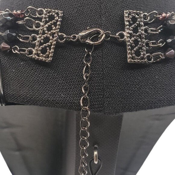 Retro Lightweight Beaded and Silver Tone 4-Strand Tiered Necklace - Picture 6 of 9